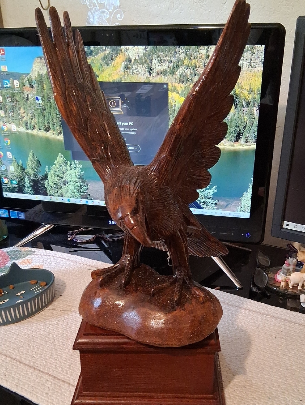 Hand Carved Wooden Bald Eagle